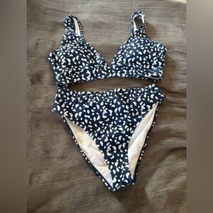 SHEIN navy and white swimsuit set. Size L